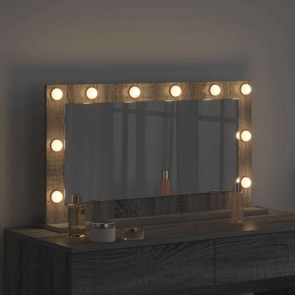 vidaXL Ogledalo za toaletno mizico Siva Sonoma 80 x 45 x 18 cm