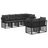 vidaXL Zunanja garnitura za sedenje z blazino 7 pcs Črna Poliester