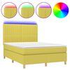 vidaXL Box spring postelja z vzmetnico LED zelena 140x200 cm blago