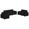 vidaXL Kavč 3 pcs Črna 221 x 80 x 80 cm Me&scaron;anica lanenega blaga