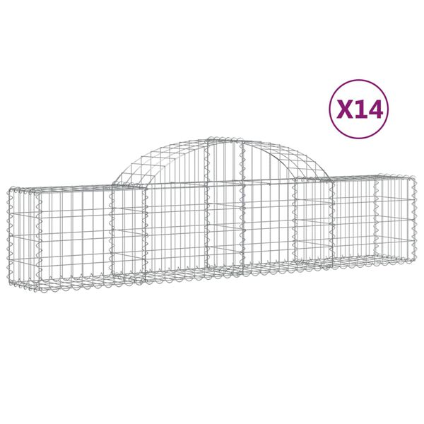 vidaXL Obokane gabion košare 14 kosov 200x30x40/60 cm pocinkano železo