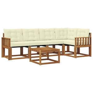 vidaXL Zunanja garnitura za sedenje 6 kos Naravna in smetana