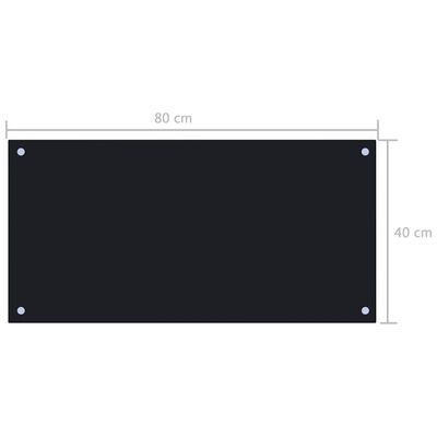 vidaXL Kuhinjska zaščitna obloga črna 80x40 cm kaljeno steklo