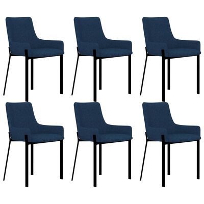 vidaXL Jedilni stoli 6 kosov modro blago