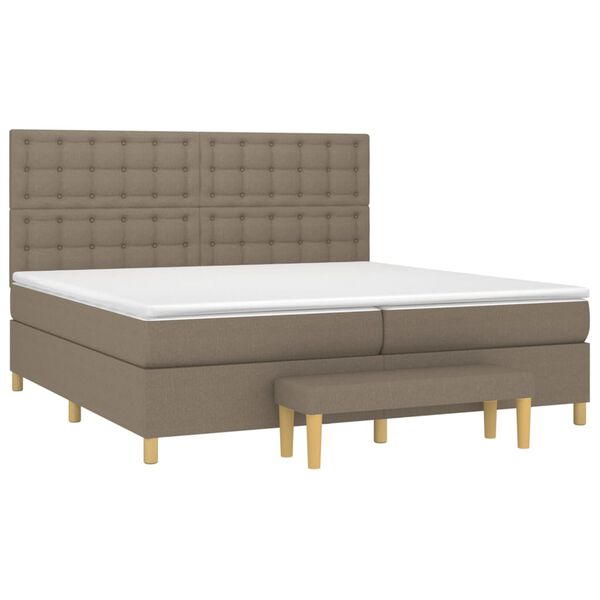 vidaXL Box spring postelja z vzmetnico taupe 200x200 cm blago