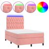 vidaXL Box spring postelja z vzmetnico LED roza 120x200 cm žamet