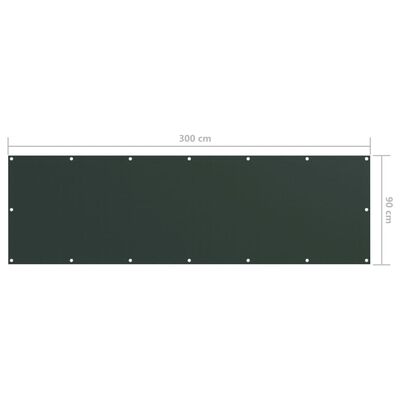 vidaXL Balkonsko platno temno zeleno 90x300 cm oksford blago