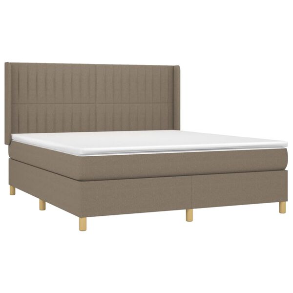 vidaXL Box spring postelja z vzmetnico taupe 160x200 cm blago