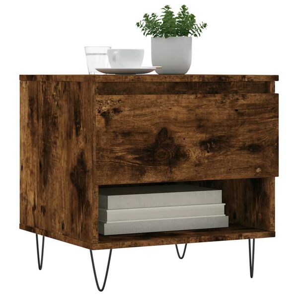 vidaXL Klubska mizica dimljeni hrast 50x46x50 cm inženirski les