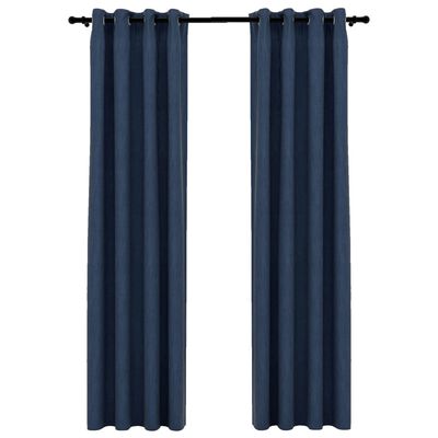 vidaXL Zatemnitvene zavese z obročki 2 kosa modre 140x225 cm