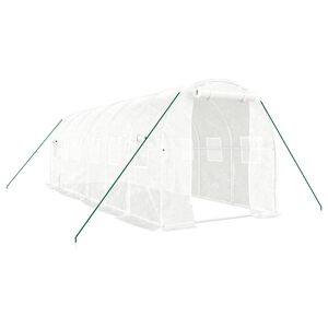 vidaXL Rastlinjak z jeklenim ogrodjem bel 12 m&sup2; 6x2x2 m