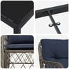 vidaXL Komplet za jedilnico v vrtu z blazino 5 pcs Siva in črna Ratan