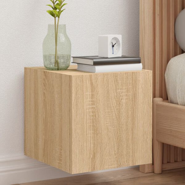 vidaXL Stenska TV omarica z LED lučkami sonoma hrast 30,5x35x30 cm