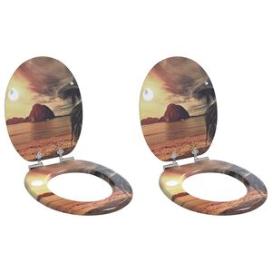 vidaXL Toaletni pokrov s tiho zaporo 2 pcs Oranžna 44 x 38 cm