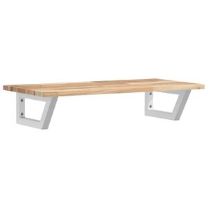 vidaXL Stenska polica za umivalnik jeklo in trden akacijev les