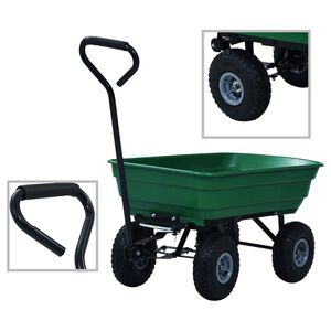 vidaXL Vrtni ročni voziček 300 kg 75 L zelen