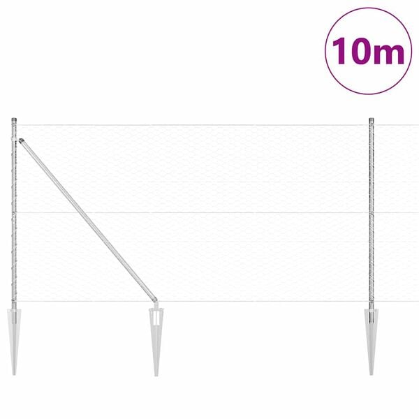 vidaXL Steber ograje. srebrna 10 x 1,2 m (36 mm mreža) Jeklo