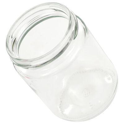 vidaXL Stekleni kozarci z belimi in rdečimi pokrovi 48 kosov 230 ml