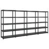 vidaXL Regal s policami 5-nadstropni črn 340x40x185 cm plastika