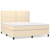 vidaXL Box spring postelja z vzmetnico krem 160x200 cm blago