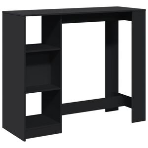 vidaXL Barska miza s polico črna 124x46x103,5 cm inženirski les