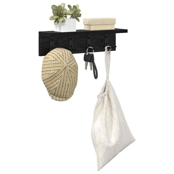 vidaXL Nadwyčajna obešalnik za plašče Črni hrast 40 x 10.5 x 10.5 cm
