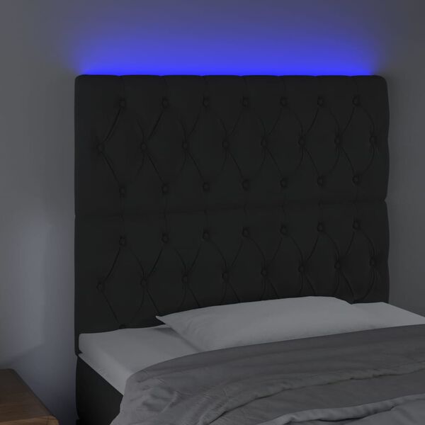 vidaXL LED posteljno vzglavje črno 90x7x118/128 cm žamet