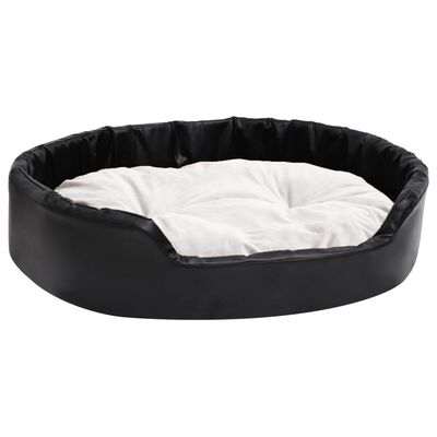 vidaXL Pasja postelja črna in bež 90x79x20 cm pliš in umetno usnje