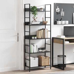 vidaXL Knjižna polica 5-nadstropna črna 60x27,6x158,5 cm inž. les