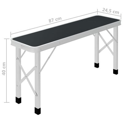 vidaXL Zložljiva kamping miza z 2 klopema aluminij sive barve