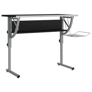 vidaXL Delovna miza črna in siva 110x53x(58-87) cm inžen. les in jeklo