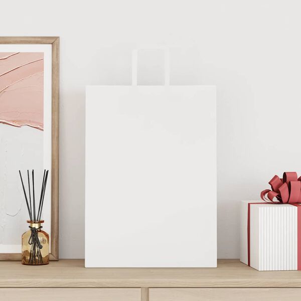 vidaXL Papirnate vrečke 50 kosov z ročaji bela 32x17x44 cm