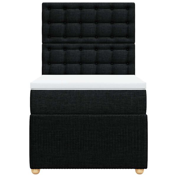 vidaXL Box spring postelja z vzmetnico črna 90x200 cm blago
