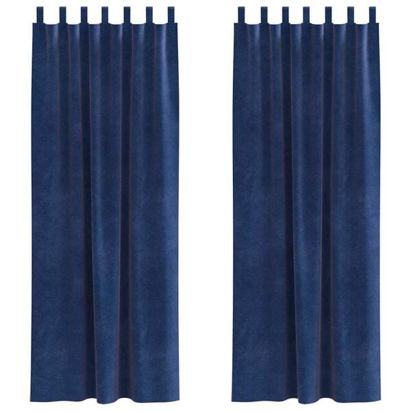 vidaXL Zatemnitvene zavese 2 pcs Temno modra 140 x 225 cm Žamet