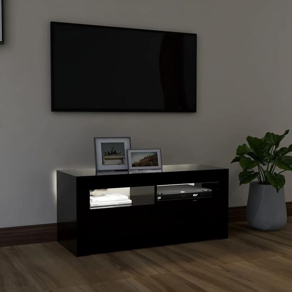 vidaXL TV omarica z LED lučkami črna 90x35x40 cm