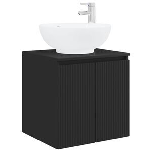 vidaXL Umivalnik s pritrditev na steno Črna 49,5 x 44,5 x 65 cm