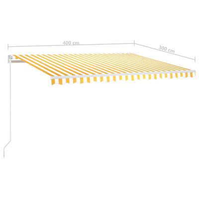 vidaXL Ročno zložljiva tenda z LED lučmi 400x300 cm rumena in bela