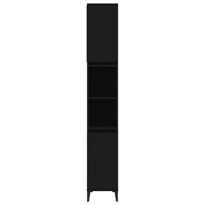 vidaXL Kopalniška omarica črna 30x30x190 cm inženirski les