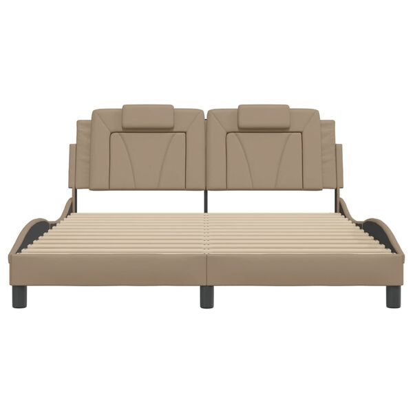 vidaXL Posteljni okvir brez vzmetnice Viana kapučino 160x200 cm umetno usnje