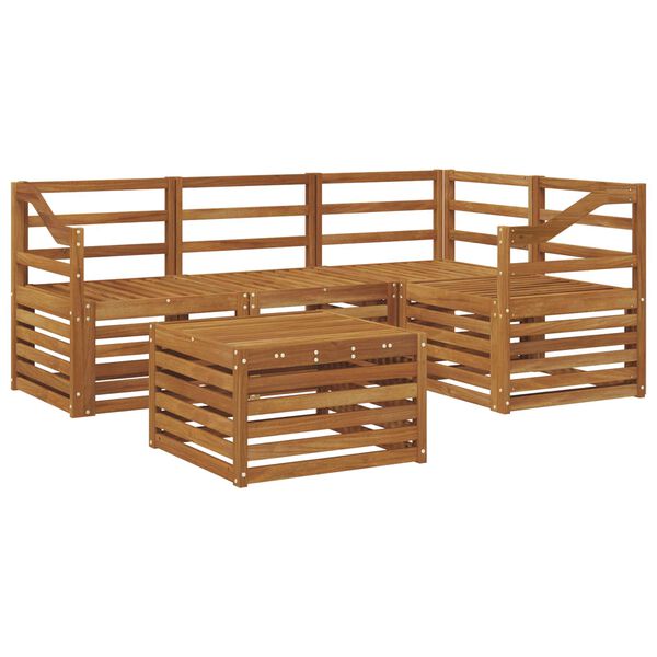 vidaXL Zunanja garnitura za sedenje 5 pcs Naravna Masiven les akacije