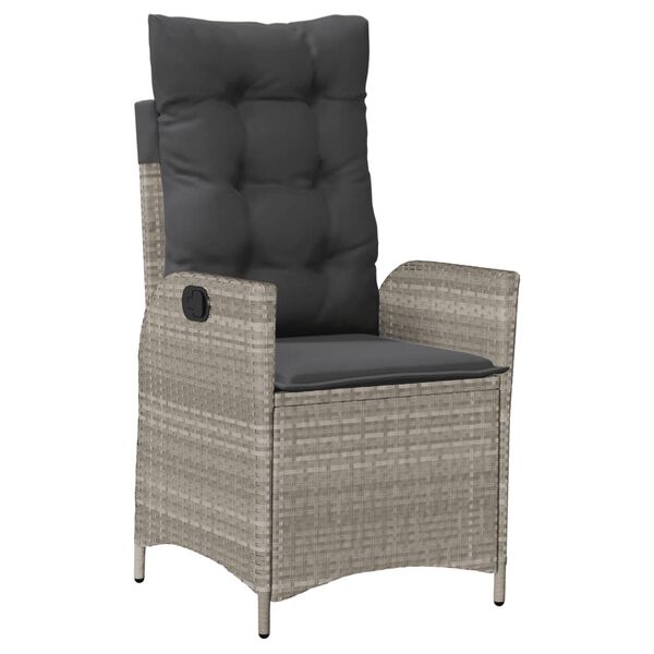 vidaXL Vrtna jedilna garnitura 9-delna z blazinami sv. siv poli ratan