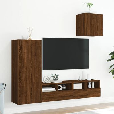 vidaXL Komplet TV omaric 4-delni rjavi hrast inženirski les