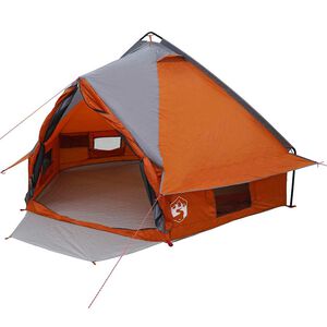 vidaXL Teepee &scaron;otor za 4 osebe Siva in oranžna 388 x 320 x 169 cm