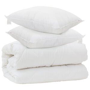 vidaXL Pokrivač z blazinami z blazino 3 pcs Bela Mikrovlakna