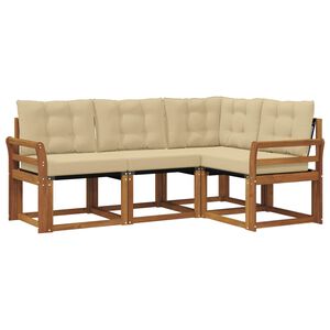 vidaXL Zunanja garnitura za sedenje z blazino 4 pcs Naravna in bež