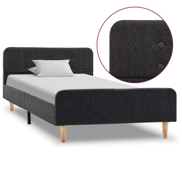 vidaXL Posteljni okvir temno sivo platno 90x200 cm