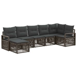 vidaXL Vrtna sedežna garnitura 7 pcs Siva poli ratan