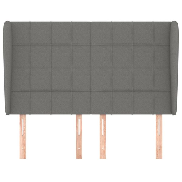 vidaXL Vzglavje z u&scaron;esi temno sivo 147x23x118/128 cm blago