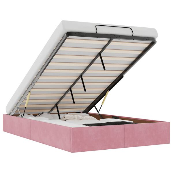 vidaXL Otomanski posteljni okvir brez vzmetnice Roza 120x200 cm Velvet