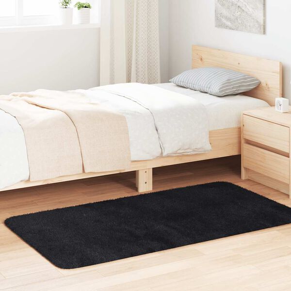 vidaXL Visoka ko&scaron;ata preproga NAVARRA črna 80x150 cm poliester